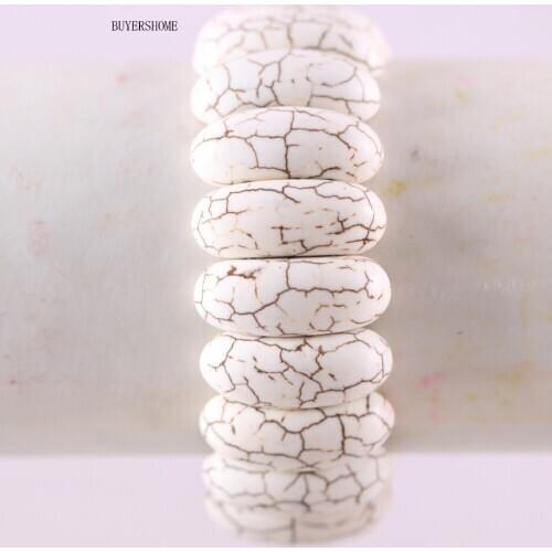 1Pcs BUYERSHOME Hot Jewelry For Women 10x25MM Natural Beads Stone White Howlite Stretch Bracelet 8"H608