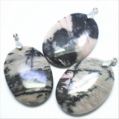 1PC Nature Chinese Rhodochrosite Stone Pendants Making Necklace Diy Jewelry Stone Beads Accessories 30x40mm Oval Shapes
