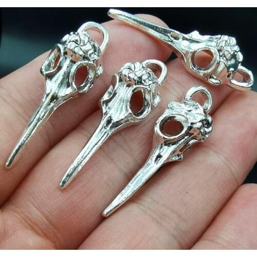 Antiquing 10pcs raven skull Bird skull Pendants Charms Necklace Tibetan Pendants Antique Jewelry Making DIY Handmade Craft