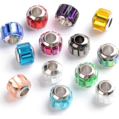 10Pcs/Lot Stripe Large Hole European DIY Spacer Beads for Jewelry Making Charms Fit Pandora Bracelet Snake Chain Cord Necklace