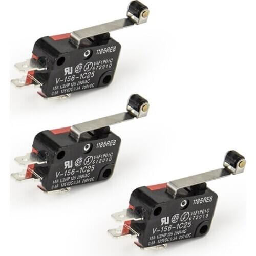 10PCS V-156-1C25 15A The micro switch, Push Button SPDT Momentary Snap Action Limit switch, travel switch