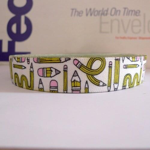 12 Meters 25mm 1" Sublimation Printing Pencils Prints Unique Elastic Bracelet Wristband Webbing