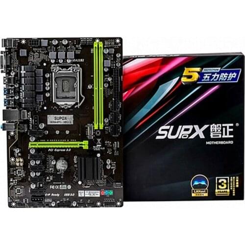12GPU NEW For SUPOX TB250-BTC PRO Motherboar LGA 1151 Mining 12PCIE Support 12 Video Card BTC ETH ZEC Mining TB250 BTC USB 3.0