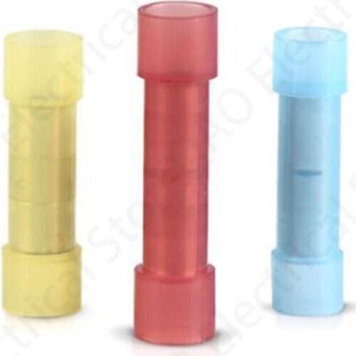 20pcs BNYF1.25/2/5.5 Nylon Insulated Straight Butt Wire Terminal Connector Copper Conductor Electrical Cable Crimp Terminal BNYF