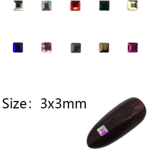30/100Pcs Nail Art Rhinestone 3x3mm Square Flatback Glass Crystal Shiny Stones For Nail DIY Decoration Rhinestone