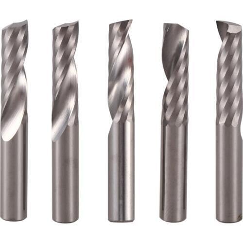 5Pcs 6Mm 1/4 Inch Carbide Cnc Router Bits One Single Flute End Mill Tools 22Mm