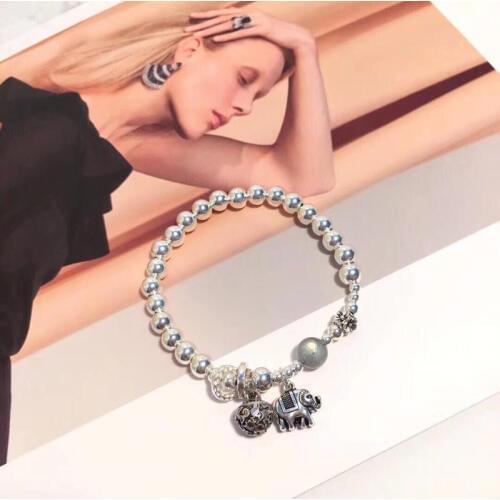 925 Sterling Silver Maiden Chain Exquisite Ball Elephant Bell Flower Circle Labradorite Classic Chain & Link Bracelets Special