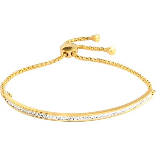 Fashion Adjustable CZ Stone Bangle Bracelets Stainless Steel Wristband Chain For Woman Female Lovers Luxury Brand Jewelry