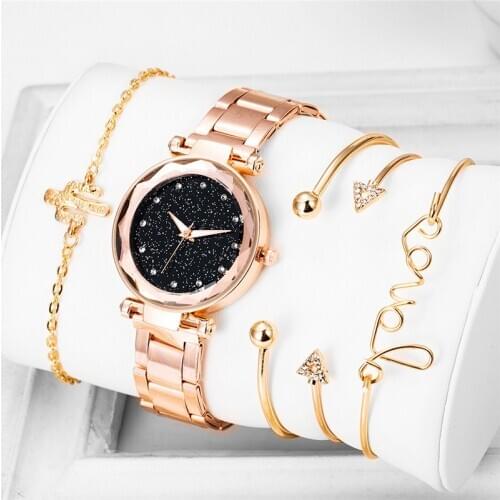 New Fashion Women Watches 2020 Luxury Stainless Steel Watch With 4 Bracelets Ladies Womens WristWatches Woman Clock Reloj Mujer