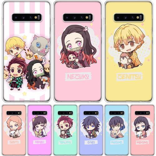 Demon Slayer Kimetsu No Yaiba Cute Phone Case For Samsung Galaxy S10 S21 S20 FE Ultra Note 10 9 8 S9 S8 S7 Plus Lite Pro + J4 J6