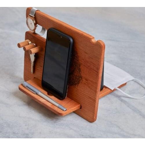 Retro Wooden Beech Desk Organizer Phone Holder Jewelry Keychain Pen Holder Organizer Wood Multi Practical Easy To Use Item Stand