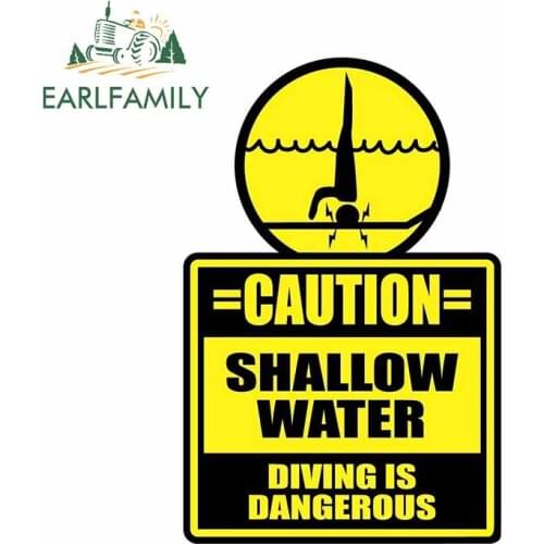 EARLFAMILY 13cm x 8.7cm For Diving Is Dangerous Sign DIY Car Stickers Occlusion Scratch Decal Anime Graphics Car Accessories