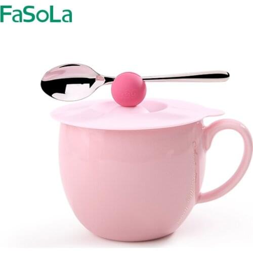 FaSoLa Multifunction FDA Silicone Lid Covers for Mug Tea Coffee Cups Glass Bottle Cover Spoon Storage Dustproof Drinkware Parts