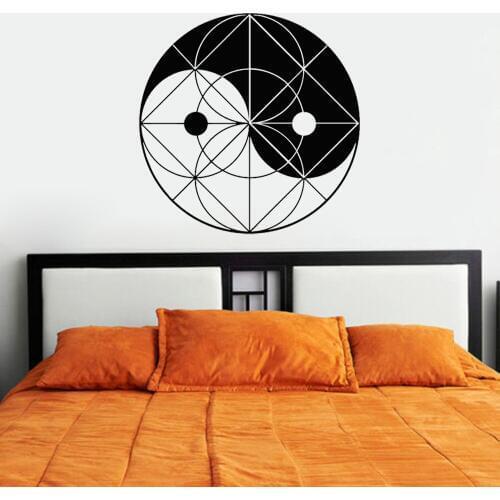 Geometric Wall Decal Yin Yang Circle Zen Vinyl Art Stickers for Living Room Bedroom Headboard Background Decor Wall Sticker A252