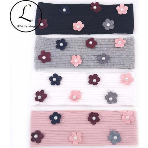 GZHilovingL Woman Pearl Floral Cotton Headbands Summer 2019 Soft Elastic Ribbed Hair Bands Hear Wrap For Ladies Girls Gifts