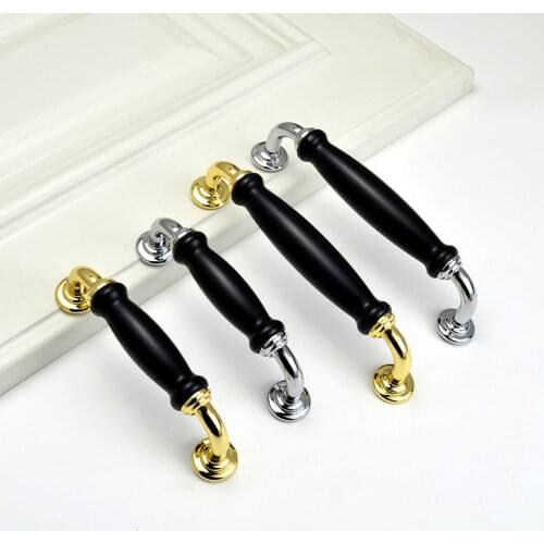 KK&FING European Black Ceramics Solid Zinc Alloy Gold Kitchen Cabinet Handles Drawer Pulls Cupboard Door Knob Furniture Hardware