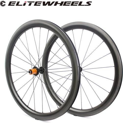 ELITEWHEELS 700C Carbon Fiber Wheelset Road Bicycle Wheel 27mm Width Cycling Bike Wheel Taiwan Bitex Hub Pillar 1423 Spoke