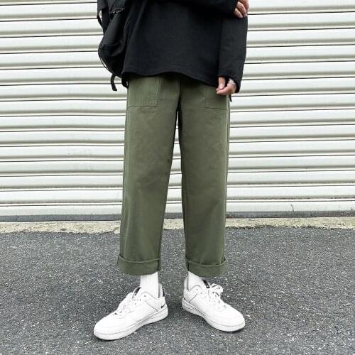 Korean Fashions Vintage Joggers Pants Men Khaki Japanese Streetwear Cargo Pants 2021 Overalls Mens Harajuku Cargo Pants