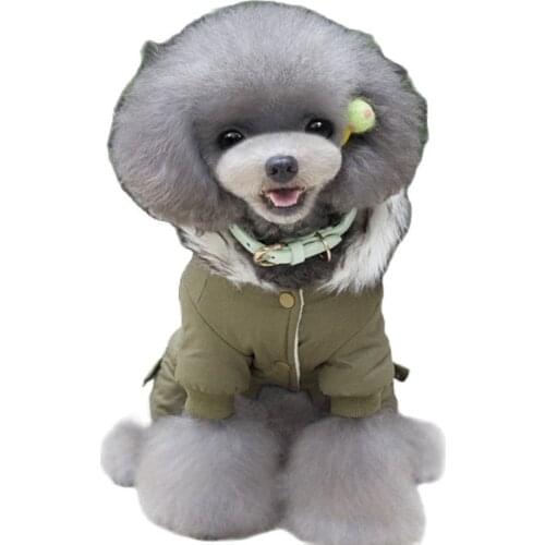 Pet Four Legged Motorcycle Suit Dog Thickened Winter Clothes Teddy Hooded BODYSUIT Corgi Parkas Pomeranian Dog Costume