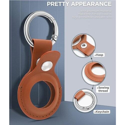 For Apple Airtags Leather Case Keychain Protective Sleeve For Airtag Tracker Locator Device Anti-lost Case For airtag llavero