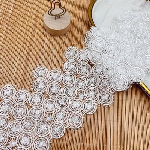 Ivory White Black Water-Soluble Circle Hollow Out Lace Trim 10cm Wide Height Fabrics For Sewing V2592