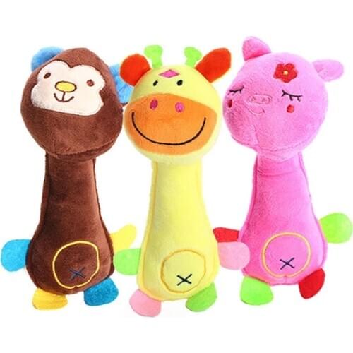 Cute Cartoon Animal Toy Plush Dog Cat Pet Chew Squeeze Squeak Sound Funny Fleece Durability Chew Molar Toy Fit For All Pets