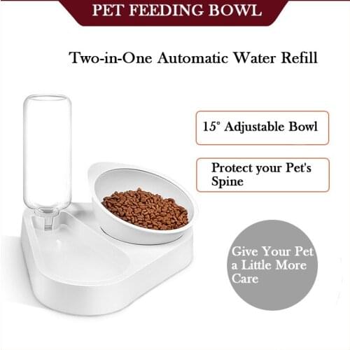 Cat Water Bowl Pet Plastic Automatic Feeder Anti-overturning Drinking Water and Eating 2-in-1 Pet Supplies for Dogs and Cats