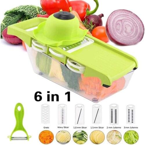 Multifunctional Kitchen Grater Vegetable Mandoline Cutter Fruit Slicer Potato Peeler Carrot Grater Kitchen Tool and Drain Basket