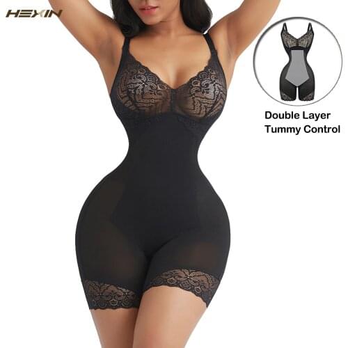 HEXIN Body Shaper Deep V Neck Sexy Bodysuit Shapewear Waist Trainer Pulling Corset Slimming Belly Butt Lifter Underwear Fajas