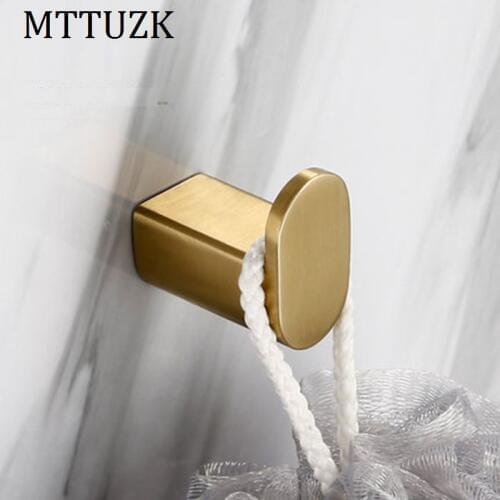 MTTUZK Brushed Gold Stainless Steel Towel & Coat & Robe Hook Bathroom Hooks Wall Mount door rear hook for cap,coat,Clothes