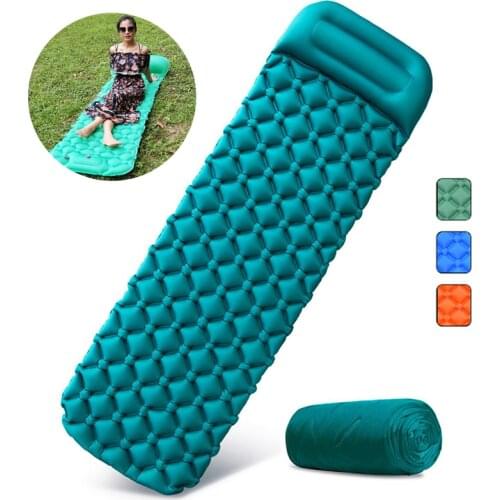 Outdoor Sleeping Pad Camping Inflatable Mattress With Pillows Travel Mat Folding Bed Ultralight Air Cushion Hiking Rest Mats