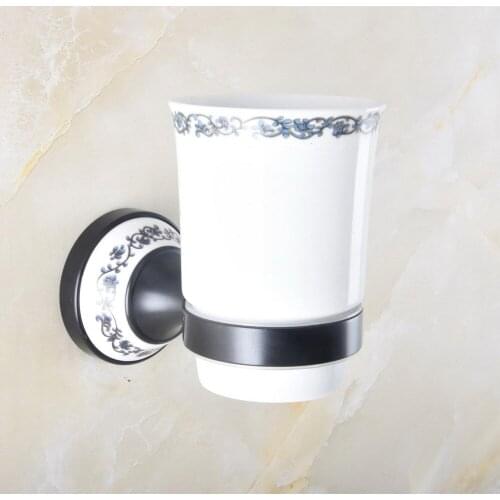 Wall Mounted Ceramic Cup & Holders Oil Rubbed Bronze Cups Toothbrush Holder Bath Hardware Sets Single Cup Holder Nba295