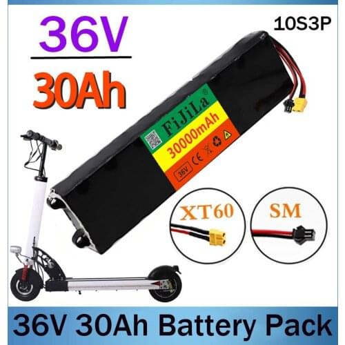 New type high power 36V battery 10s3p 30ah Xiaomi m365 battery pack 30000mah is suitable for eBike electric bicycle with BMS