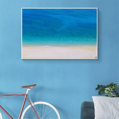 Sea Beach Poster Wave Painting Canvas Pictures for Living Room Seascape Landscape Ocean Print Home Office Bathroom Decor Poster