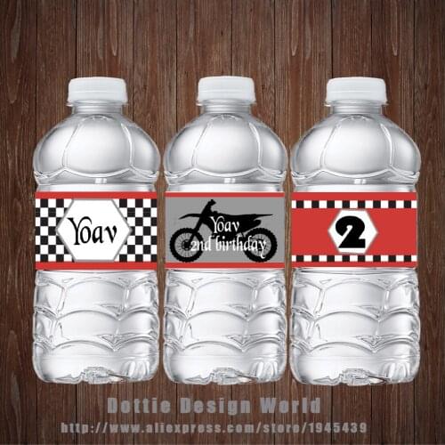 Custom Motorcycle Birthday Favours Water Bottle Wine Labels Autocycle Candy Bar Wrapper Sticker Baby Shower Party Decoration
