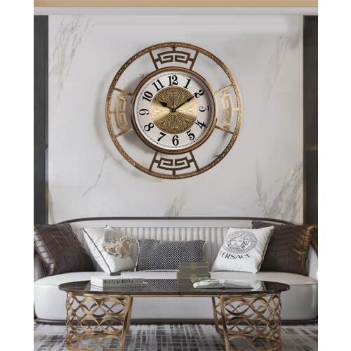 Simple New Chinese Wall Clock Living Room Fashion Metal Silent Clock Retro Luxury Quartz Clock