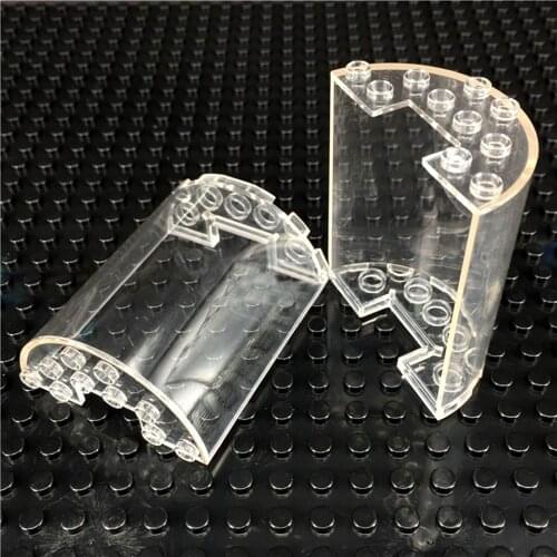 Smartable Transparent Cylinder Display Window 3x6x6 Blocks MOC Parts Toys Compatible All Brands 87926 City Toy 2 pair/lot