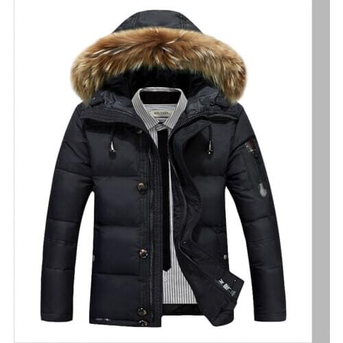Men winter waterproof down jacket White Duck Down Jacket men real fur collar cg parkas Hooded Thick Parkas Mujer