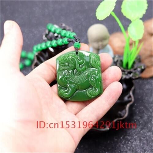 Carved Chinese Women Charm Jade Gifts Natural for Green Unicorn Amulet Men Jadeite Pendant Jewelry Fashion Necklace Hand