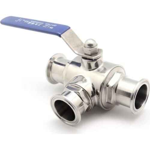 89mm 304 Stainless Steel Sanitary Ball Valve 3 Way Tri Clamp Ferrule Type For Food Homebrew Diary