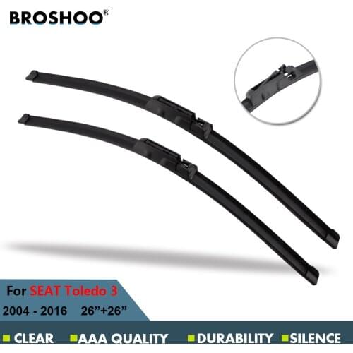 BROSHOO Car Wiper Blade For Seat Toledo 3 (2004-2016), 26+26 Inch 1Pair Soft Rubber Windshield Wiper Blades Auto Accessories