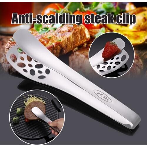 New Stainless Steel Food Pliers Kitchen Steak Food Tongs Barbecue Supplies Buffet Clips SCI88