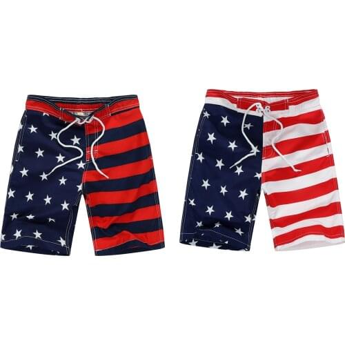 Kids Shorts, Boys Stripe Letter Print High Elastic Waist Short Pants with Rope for Summer, Red White/Red Blue
