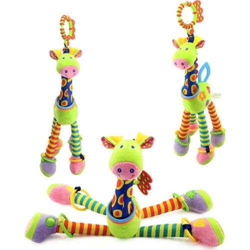 Cute Infant Baby Bed Crib Hanging Toys Stroller Rattles Educational Cartoon Animal Plush Giraffe Toys For Newborn 0-12 Month