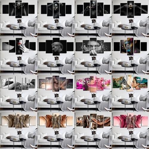 Modern Decoration Paintings Figure Beauty 5 Pieces Oil On Canvas Posters and Prints Hd Wall Art Pictures Home Wall Decor Framles