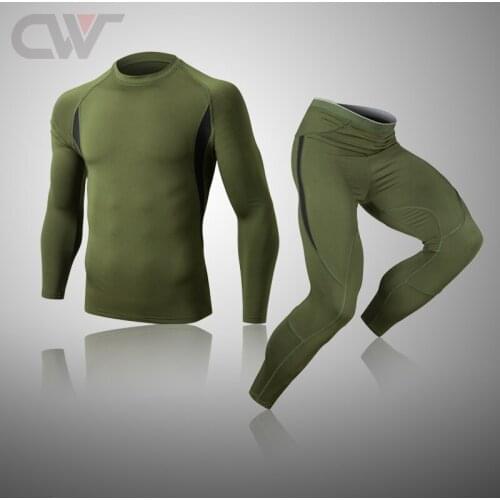 Winter New Men Thermal Underwear Sets Compression Fleece Sweat Quick Drying Sports Thermo Clothing Men Long Johns Leggings