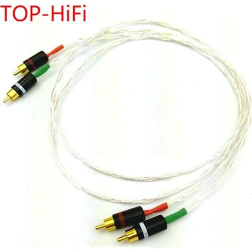 TOP-HiFi 8AG Single Crystal Silver Audio Cable RCA Interconnect Cable with Gold plated RCA plug for Amplifier CD player