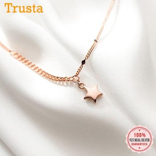 TrustDavis Real 925 Sterling Silver Fashion Sweet Star clavicle chain necklace For Women Wedding Party Fine S925 Jewelry DA1694