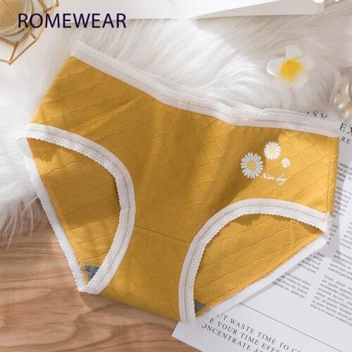 ROMEWEAR Cotton Woman/Girl Panties Lace Underpants For Womens Briefs Mid-Low Waist Tanga Underwear Brand Design New Arrival