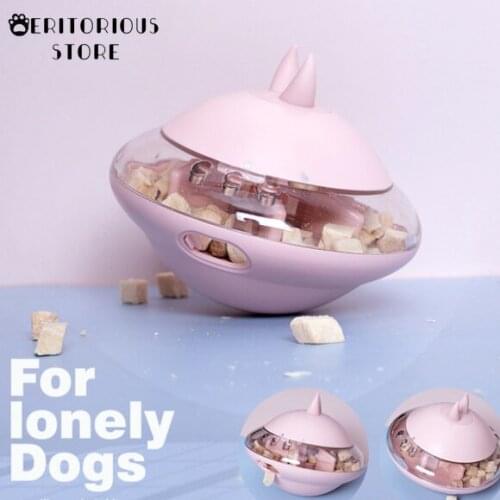 UFO Interactive Pet Dog Toy for Pure Natural Rubber Leakage Food Ball Interactive Pet Cat Teething Training Balls Tumbler Toys